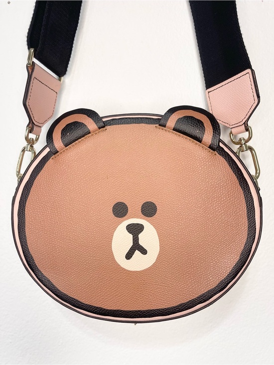 Furla Handbags - Furla × LINE FRIENDS Brown Sincere Heart Bear Mini Round Crossbody Bag EUC